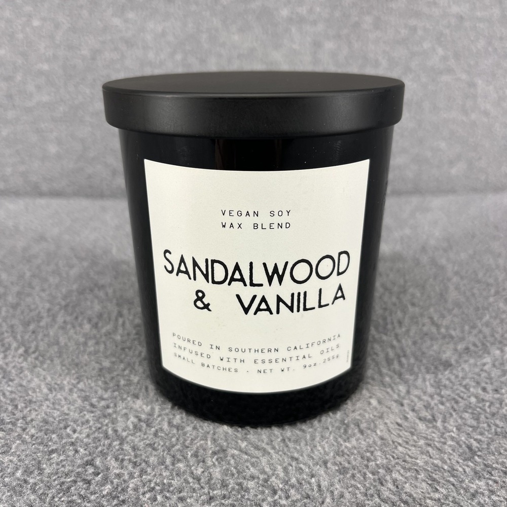 Leoben Company Sandalwood & Vanilla Scented Candle 9 oz | Warm Wood Fragrance